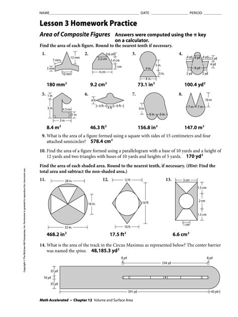 Homework 3 Area Of Composite Figures Fill Online Printable Fillable Blank Pdffiller