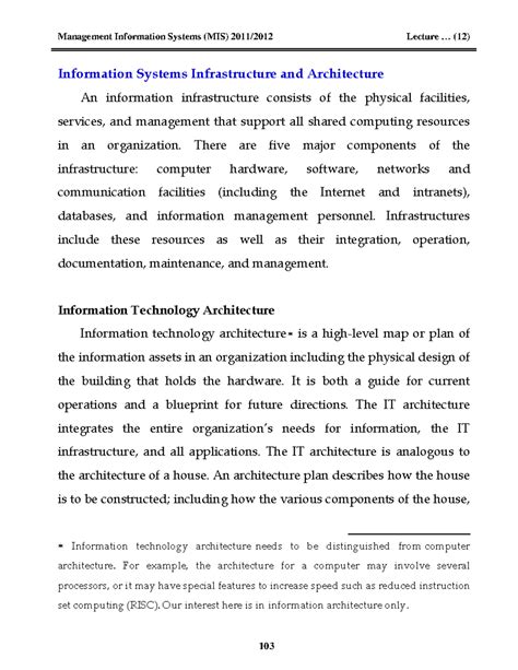 mis lecture  information systems infrastructure architecture studocu