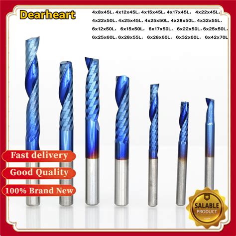 Drht End Mill Cnc Cutter Plastic Nano Blue Coating Router Bit Single