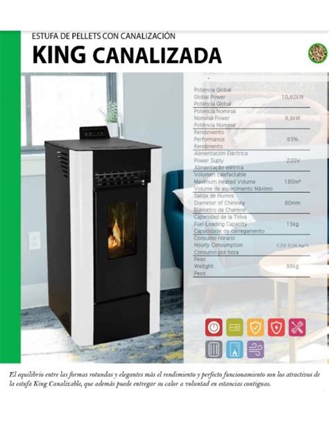 Estufa Pellets Eider Biomasa King Canalizada Negro