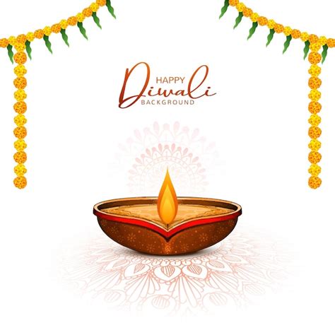 Free Vector Beautiful Happy Diwali Decorative Diya Card Background