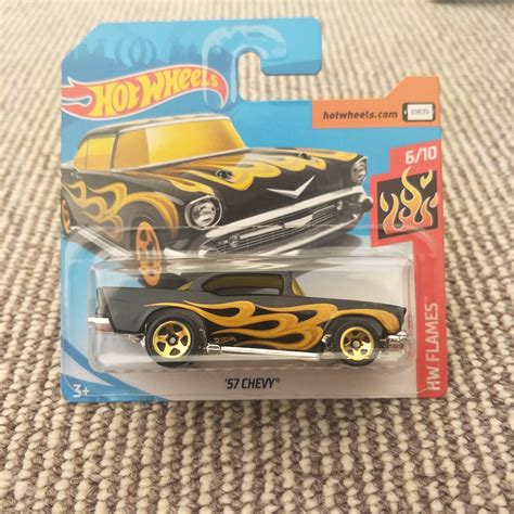 Hot Wheels 57 Chevy Black Hw Flames Toy Car T 610 Etsy