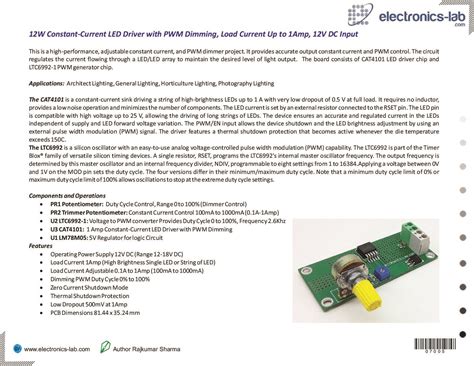 12W Constant Current LED Driver With PWM Dimming Electronics Lab