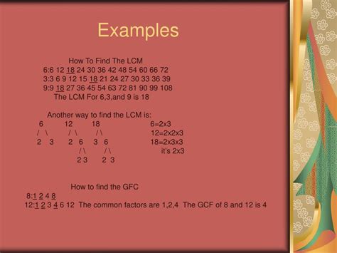 Ppt Chapter 73 Least Common Multiple And Greatest Common Factor