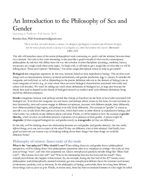 Pdf An Introduction To The Philosophy Of Sex And Gender