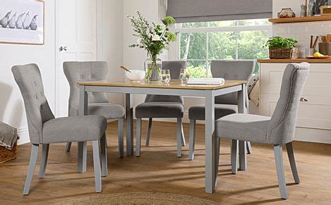 Milton Dining Table Bewley Chairs Natural Oak Finish Grey Solid