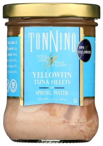 Tonnino Yellowfin Tuna Fillets In Spring Water Pole And Line Pack Of