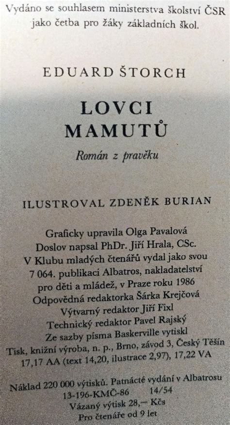 Lovci Mamut E Torch Ilustrace Z Burian Aukro