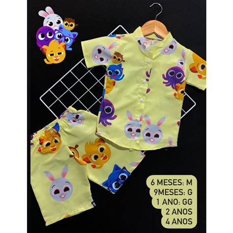 Conjunto Tematico Bolofofos Infantil Baby Shark Roupa Menino Mauricinho