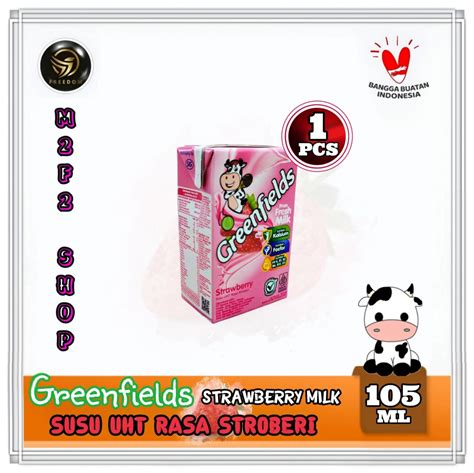 Promo Greenfields Susu Kotak UHT Strawberry Milk Stroberi 105 Ml