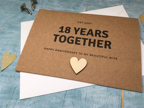 Personalised Custom 18th Anniversary Card 18 Years Together Etsy