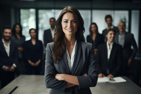 Female Ceo Confidently Leading Diverse Boardroom Meeting In Office