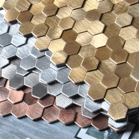 Mosaico De Metal Cóncavo 3d Mosaico Hexagonal De Aluminio Para