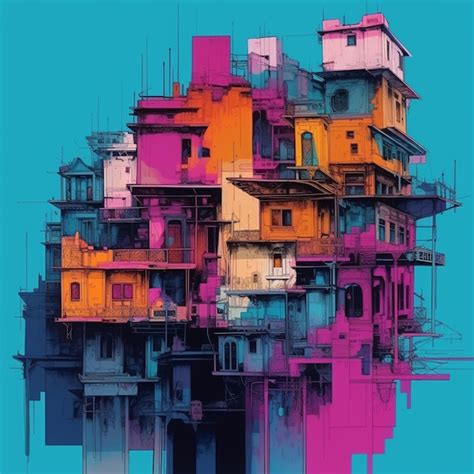 Premium Ai Image A Brightly Colored Building With Multiple Balconies