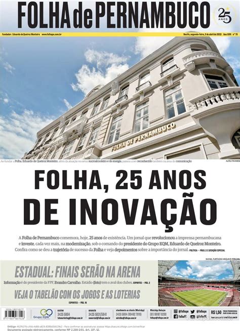 Capa Folha De Pernambuco Sexta De Fevereiro De