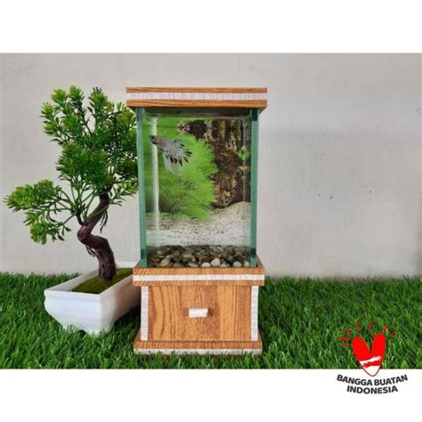 Jual Aquarium Mini A Fullset Meja Aquarium Batu Hias Batre Ikan