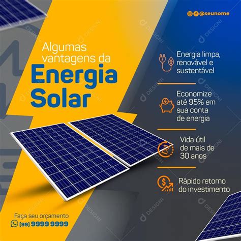 Algumas Vantagens Da Energia Solar Social Media PSD Editável zip