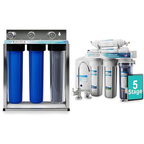 Nu Aqua 5 Stage Under Sink Reverse Osmosis Water Filter System 3 Stage Whole House Water