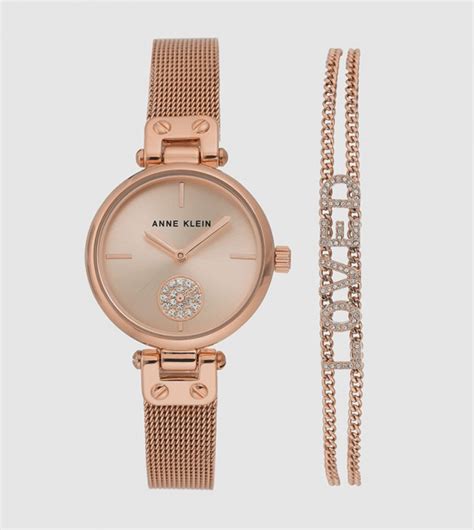 Buy Anne Klein Round Dial Diamond Detailed Analogue Watch And Bracelet