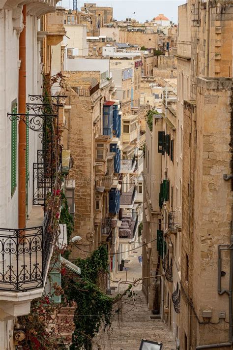 The Narrow Streets in the City Center of Valletta Malta - MALTA, REPUBLIC of MALTA - MARCH 5 ...