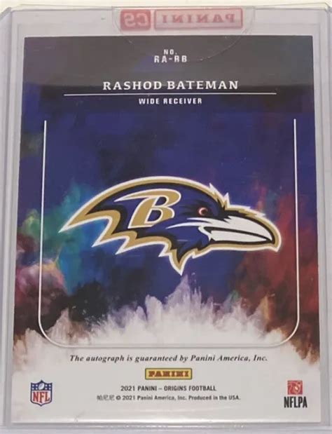 Panini Origins Recrue Rashod Bateman Voiture Baltimore Ravens Rc