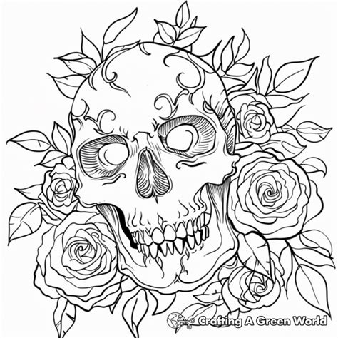 Skull And Roses Coloring Pages - Free & Printable!