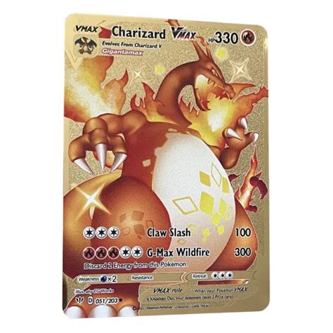 Charizard Vmax Pokemon Gold Metal Card Hp330 Rare Charzard Solid Steel Cards Eur 826 Picclick It