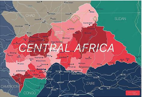 Central Africa Country Detailed Editable Map Illustration Central ...