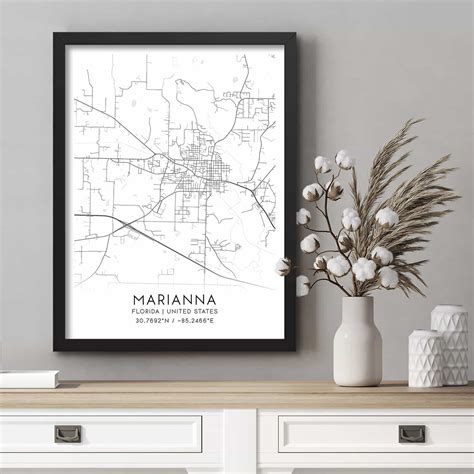 Marianna Florida Map Poster, Modern Home Decor Wall Art Print - Custom ...