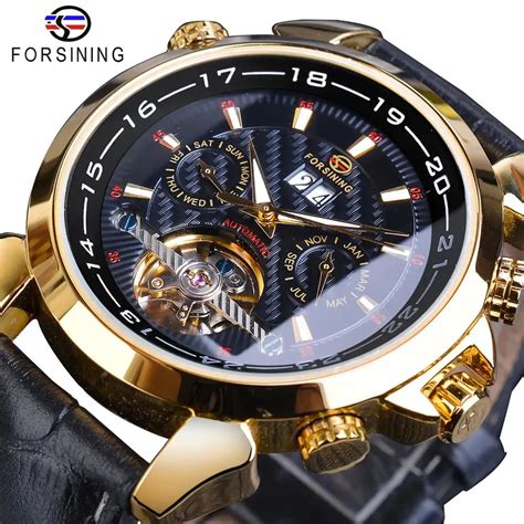 Forsining Mens Mechanical Watch Automatic Toubillon Date Relogio