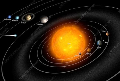 Solar System orbits, illustration - Stock Image - C038/3791 - Science Photo Library