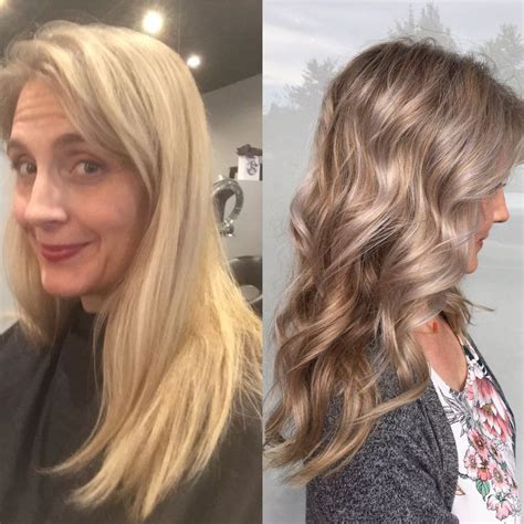 Before And After Honey Blonde To Beige Ash Make Up Ash Hair Honey