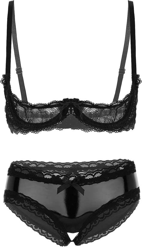 Aislor Damen Sexy Dessous Set Spitzen Ouvert Bh Büstenhebe Offen