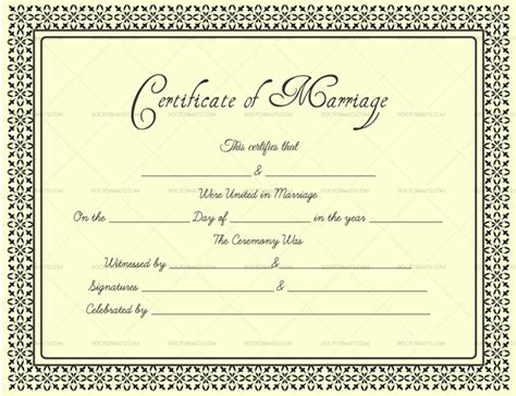 Editable Marriage Certificates - For Word & PDF Format - Dotxes