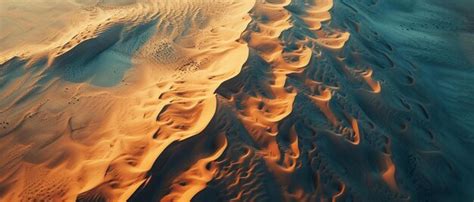 Premium Photo | An aerial view of sand dunes and sand dunes