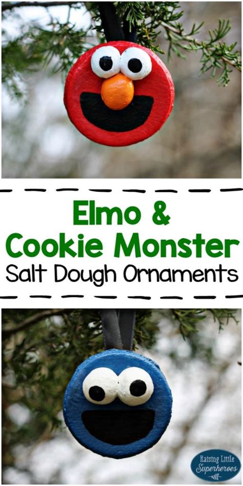 Elmo And Cookie Monster Salt Dough Ornaments Raising Little Superheroes