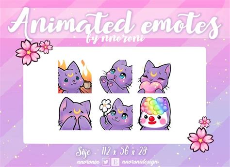 6 Set ANIMATED Purple Moon Cat Emotes Twitch Emotes Sub Badges