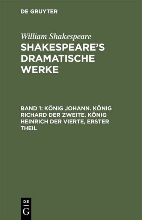 William Shakespeare Shakespeares Dramatische Werke K Nig Johann