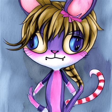 Cheshire Cat Kawaii Chibi Cartoon Watercolor · Creative Fabrica