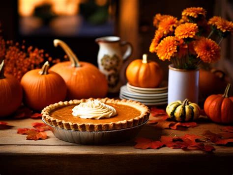 Premium AI Image | Happy Thanksgiving pumpkin pie background