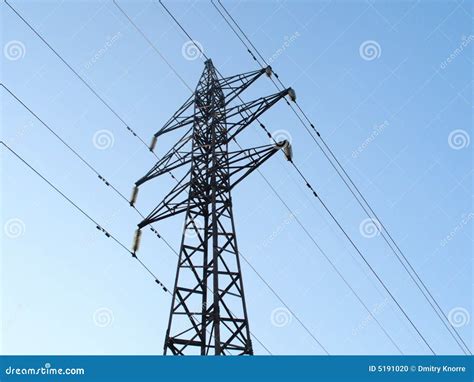 power  tower stock photo image  cable blue tall