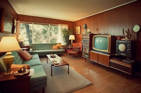 Retro Television from the Fifties, Old Fashioned Vintage Living Room ...