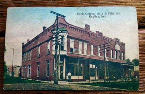 An Old Postcard Showing The Bank Corner Main And Fifth Streets In