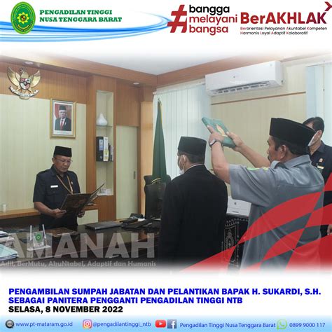 Ketua Pengadilan Tinggi Ntb Melantik H Sukardi S H Sebagai Panitera