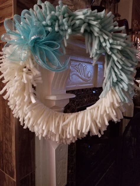 Yarns Wreath With Bow Blue And White Yarn Wreath Fabric Wreath Wreaths