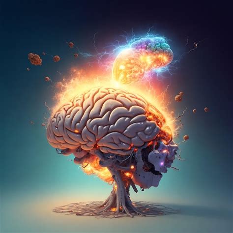 Premium Ai Image Concept Art Of A Human Brain Exploding