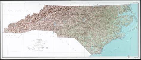 State Of North Carolina Base Map With Highways And Contours Shaded