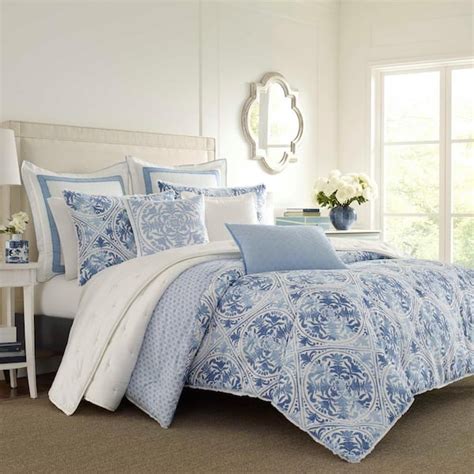 Laura Ashley Mila 2 Piece Blue Floral Cotton Twin Comforter Set Ushsa51097749 The Home Depot