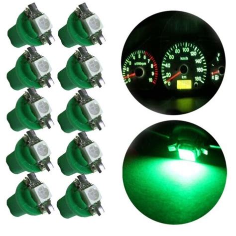 10pcs T5 B8 5D 5050 SMD Gree Car LED Dashboard Instrument Light Bulb