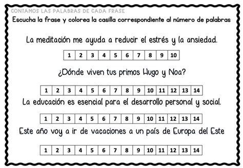 Ejercicios De Conciencia L Xica Contamos Las Palabras De Una Frase